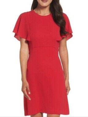 Maggy London Red Flutter-Sleeve Dress - Size 14